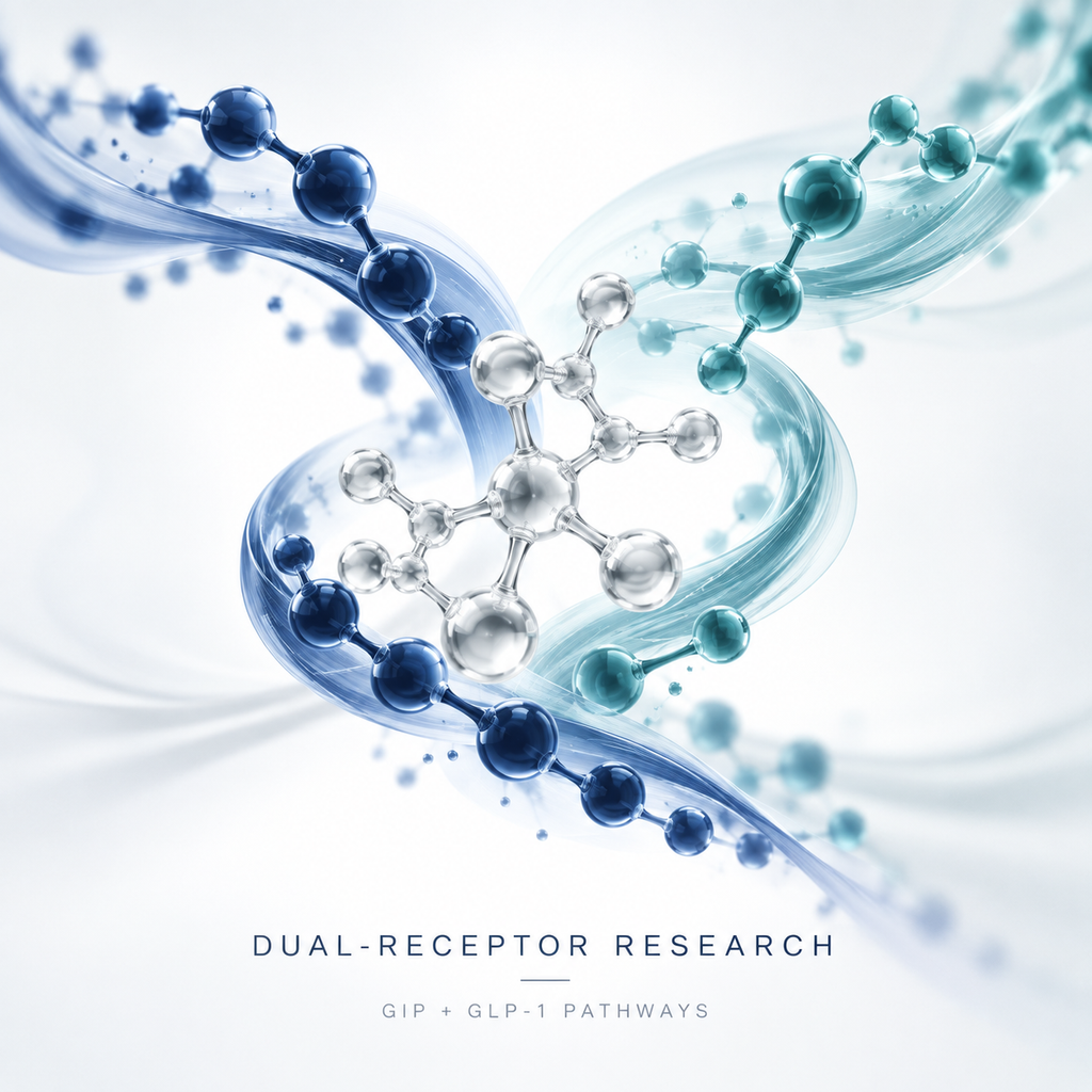 Diagram of Tirzepatide dual GIP and GLP-1 receptor research pathways